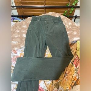 Green straight leg jeans